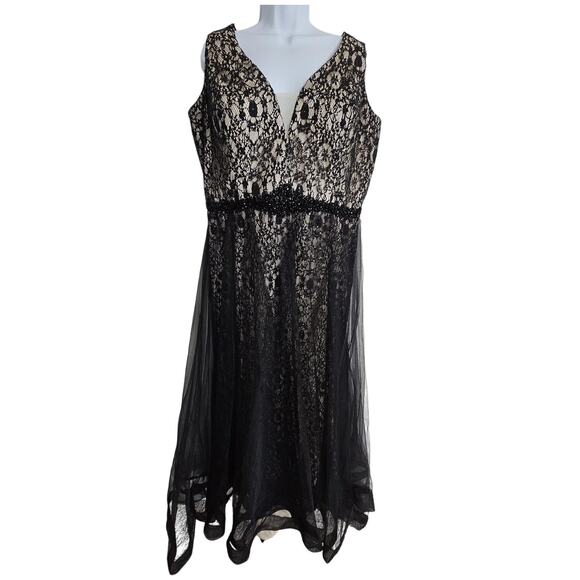 Mac Duggal Dress Womens 16 Lace Mesh Sequin Formal Gown Whimsigoth Romantic - Picture 1 of 9